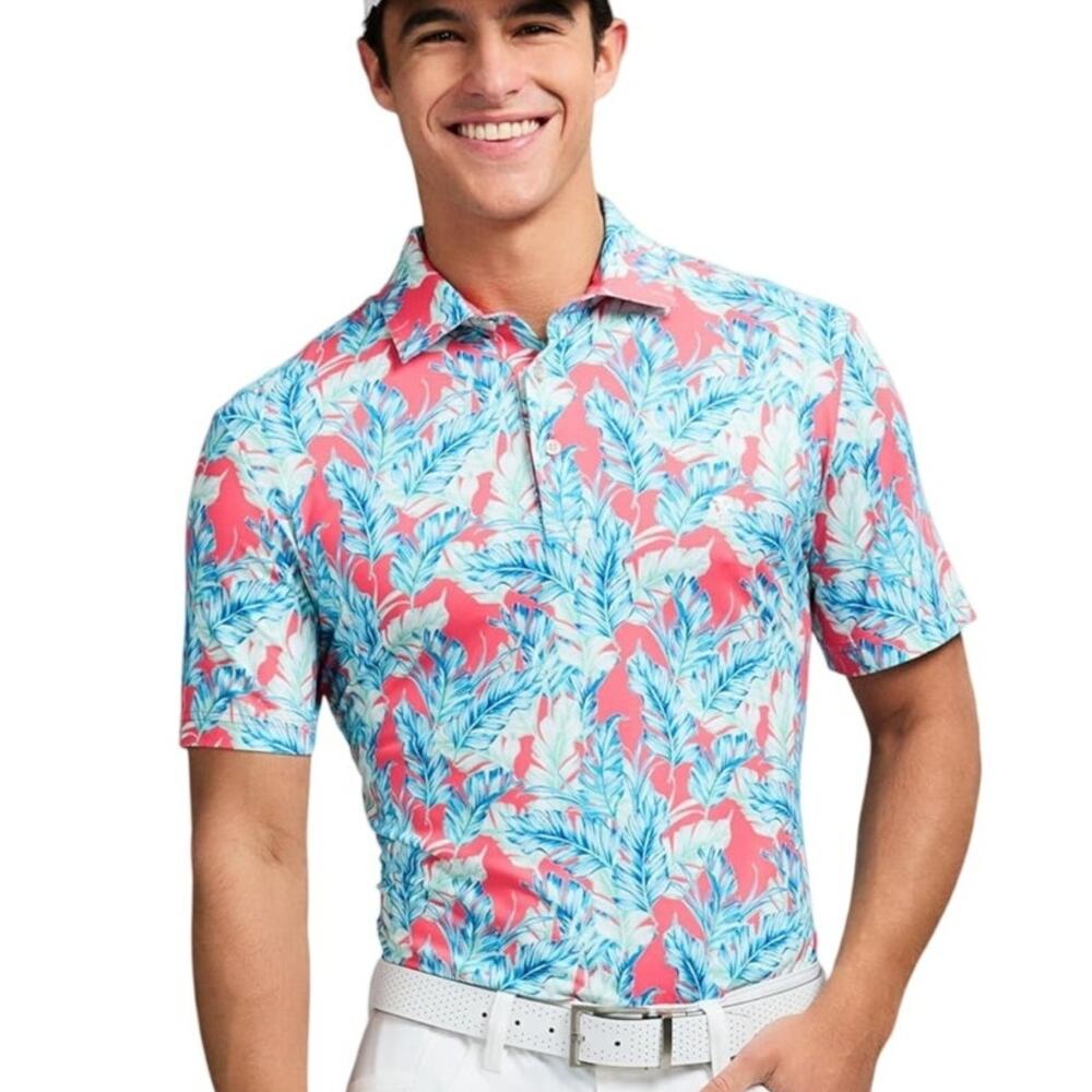 IZOD Men's Swingflex Elite Golf Polo Shirt Dubarry Size XXL Performance Tropical